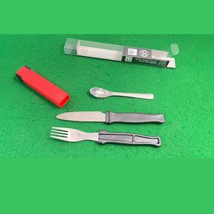 new cutlery set to go, office, camping, travel, Fork, knife and spoon 3 in 1 pla